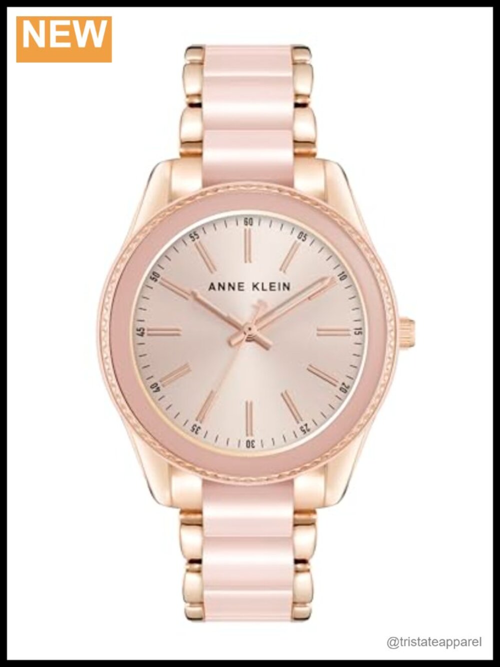 Rose Gold-Tone Resin Bracelet Watch with Pink Sunray Dial
